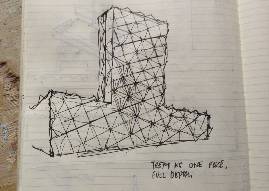 Conrad Shawcross, sketch of full facade for The Optic Cloak, May 2014.