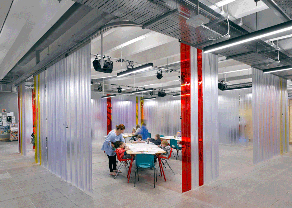 The flexible ‘People’s Square’ can be partitioned with plastic strip curtains for different uses
