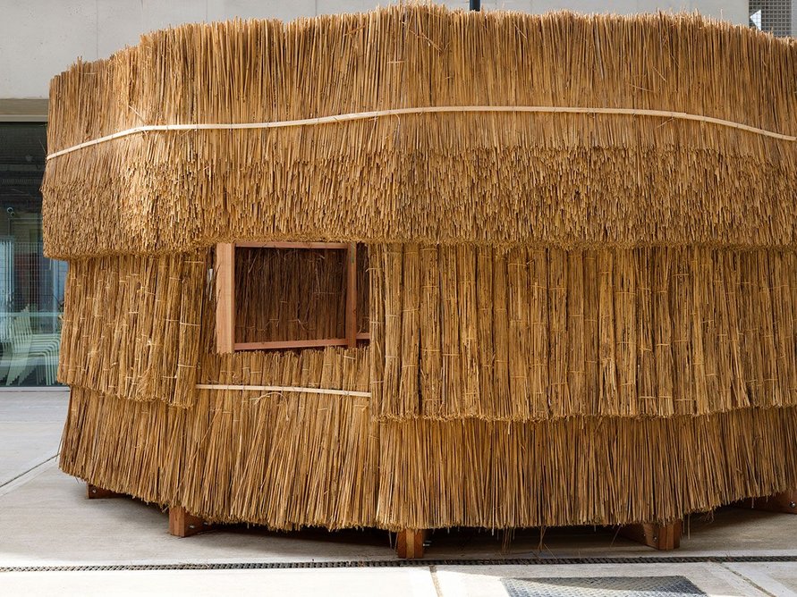 The shelter was constructed following workshops with thatching and weaving specialists.