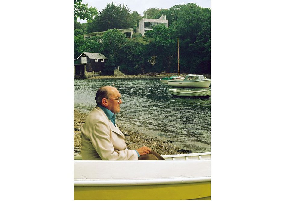 Marcus Brumwell, Richard Rogers' client at Creek Vean, seen below the completed house.