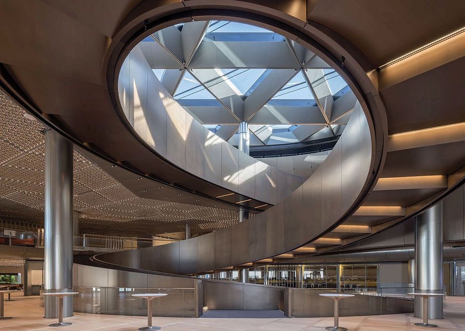 Foster + Partners’ Bloomberg building and the connecting ramp that unifies all the levels.