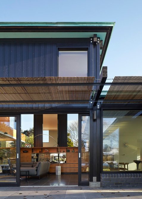 Crowbrook, a timber-framed, timber-clad house designed by Knox Bhavan and built in Hertfordshire by contractor Philiam (also shown in main image).