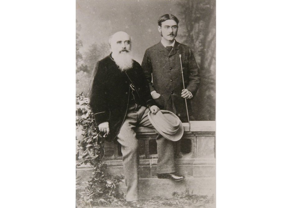 Lockwood Kipling with his son Rudyard Kipling, 1882.