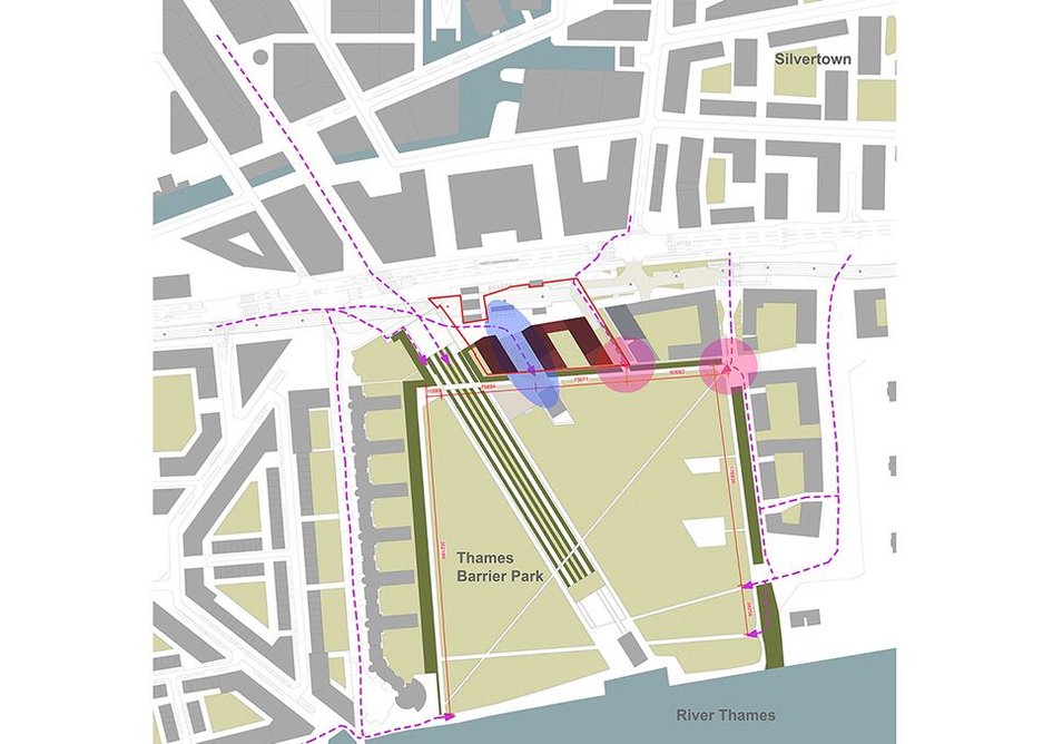 Pontoon Dock site drawing with flow diagram.