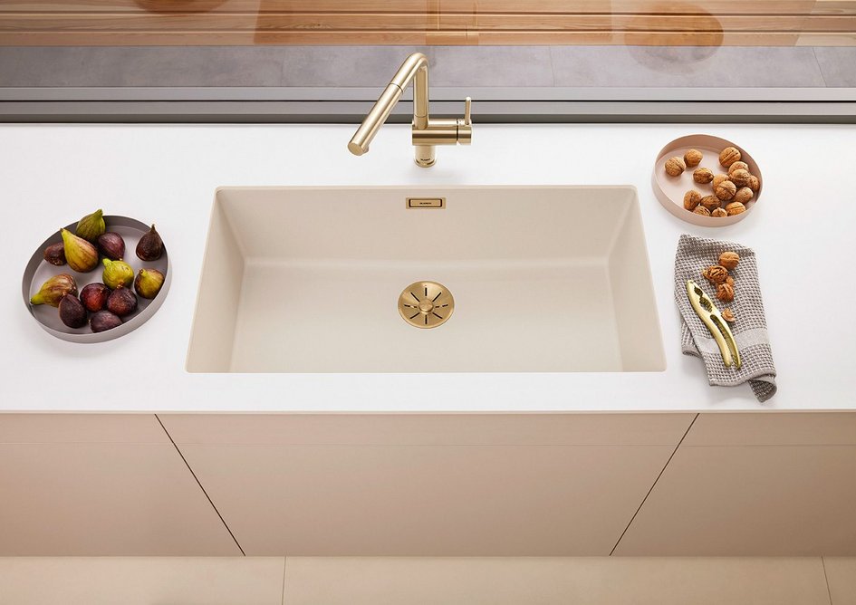 New for 2023: Satin Gold colour can be combined across taps and sink waste accessories to create a seamless and integrated aesthetic.