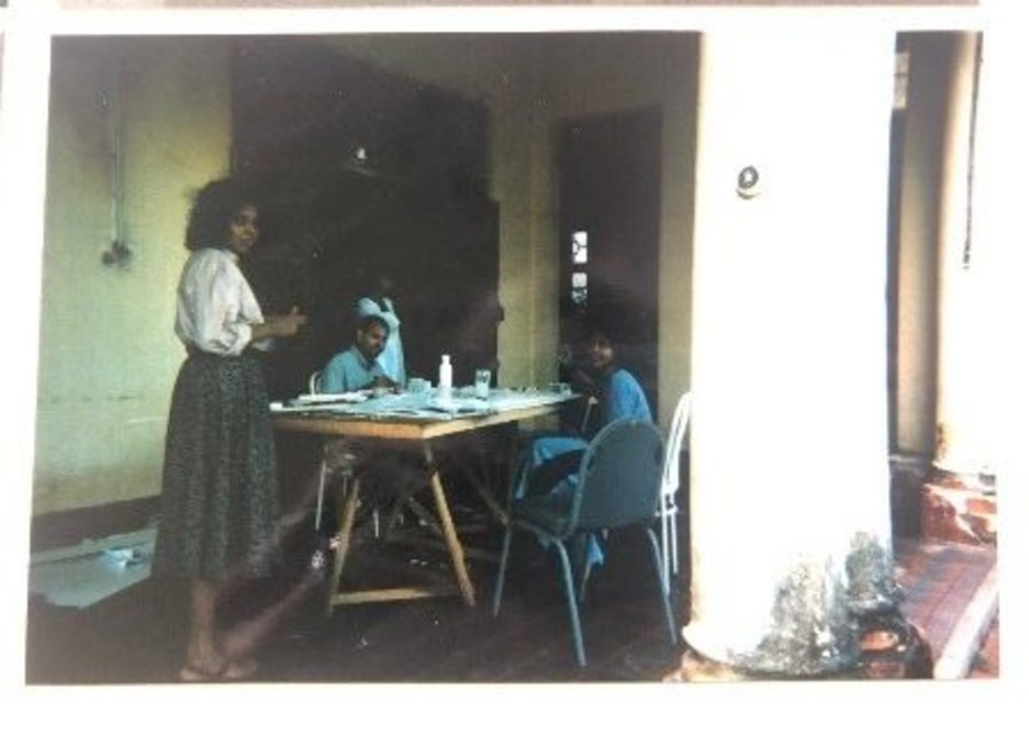 Kate Cheyne working in Sri Lanka after graduating Part 2 at the Bartlett in 1996.