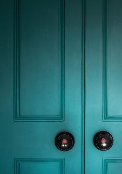 Doors in Teal 622, Architects’ Eggshell, Paint & Paper Library.