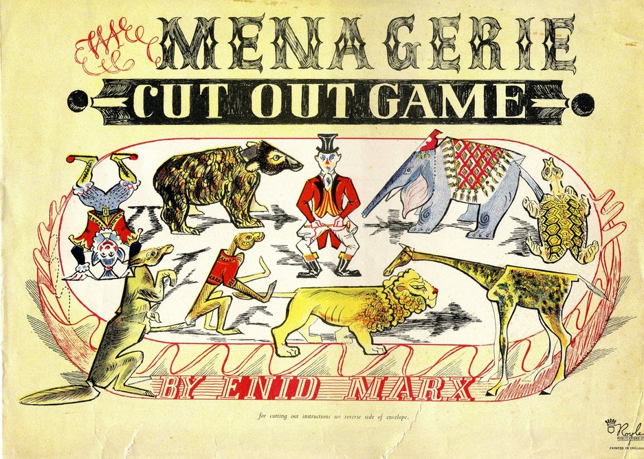 Envelope for Menagerie Cut Out Game, Royle Publications, 1947, 23x30cm.