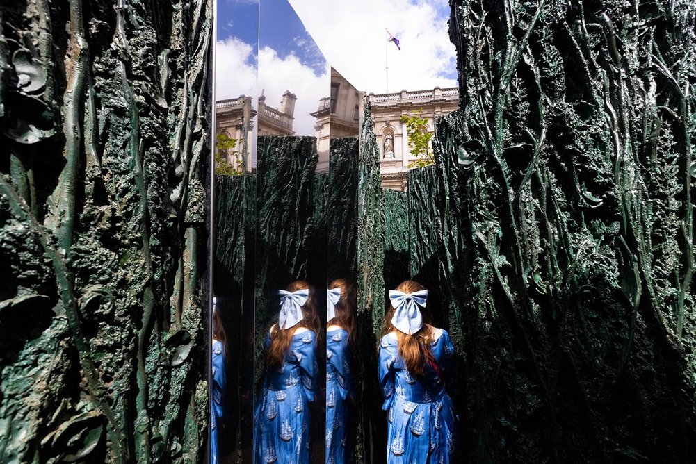 Installation view of the Summer Exhibition 2022 at the Royal Academy of Arts, London, until 21 August 2022, showing Cristina Iglesias, Wet Labyrinth (with Spontaneous Landscape).