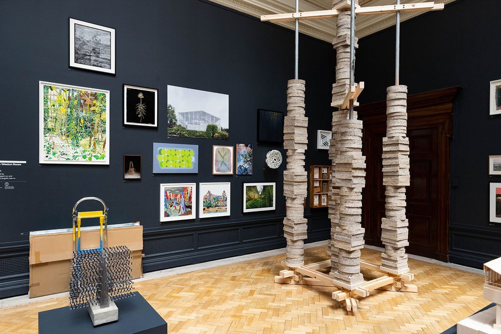 Boonserm Premthada’s Elephant Dung Brick Tower (right) is one of several 1:1 invited exhibits.