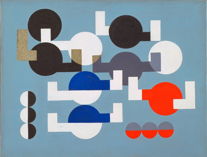 Composition of Circles and Overlapping Angles by Sophie Taeuber-Arp, 1930.  The Museum of Modern Art, New York. The Riklis Collection of McCrory Corporation.  Photo: The Museum of Modern Art, Department of Imaging and Visual Resources.  © 2019 Artists Rights Society (ARS), New York / VG Bild-Kunst, Bonn