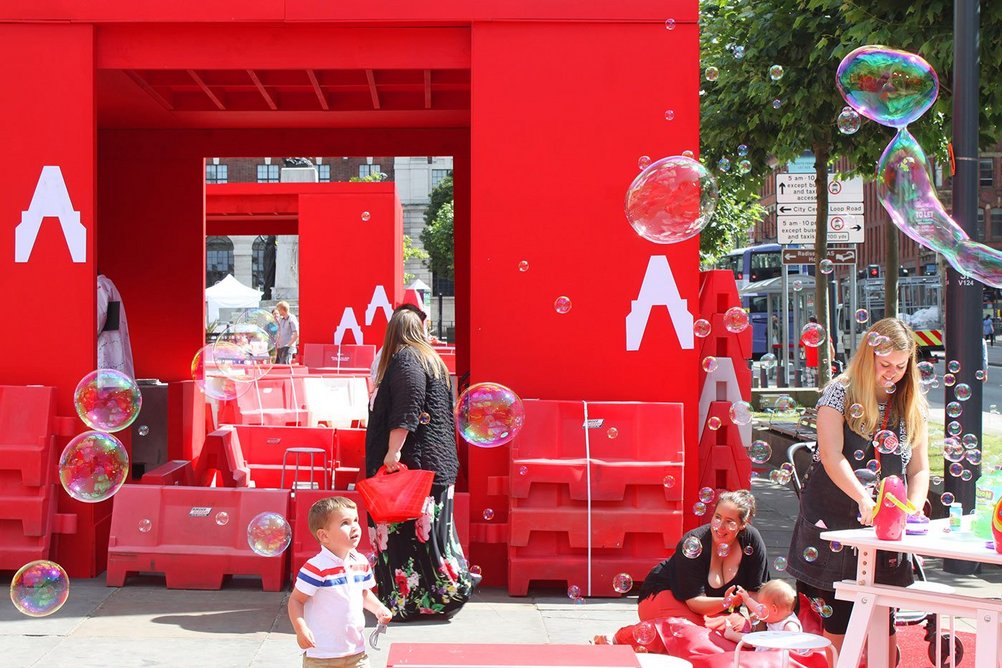 The team’s first project, Redscape in Leeds, a street celebration of Leeds Art Gallery.