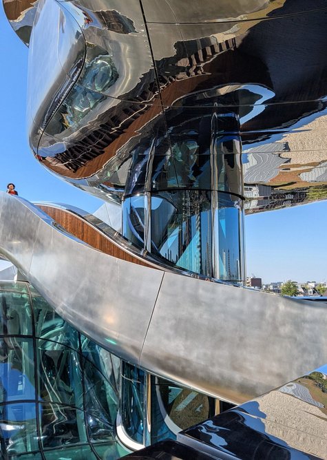Outside, some stainless-steel surfaces were sanded to reduce glare.