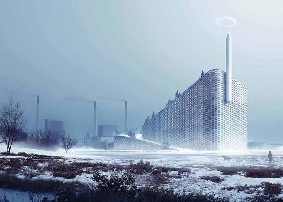 BIG’s Amager Bakke waste to power plant in Copenhagen, under construction. The firm commissioned bods at the University to create the ring of steam that pumps out each time 1 tonne of CO2 is saved.