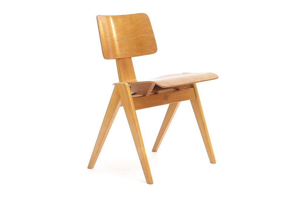 Beech and moulded ply make up the Hillestak Chair, 1951.