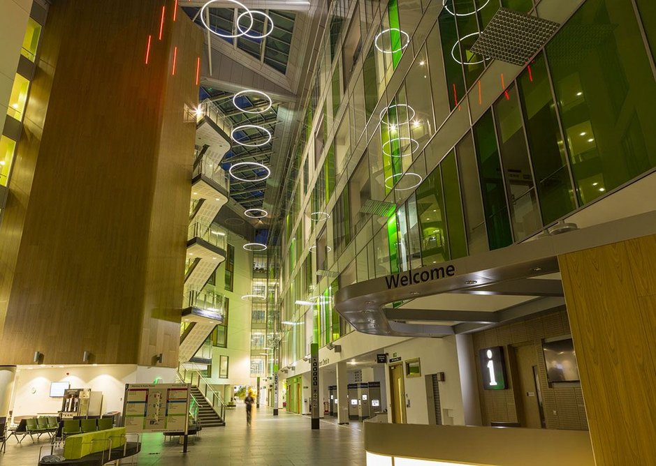 The atrium in Southmead hospital designed by BDP Architects, who collaborated with Siniat in the material selection process.