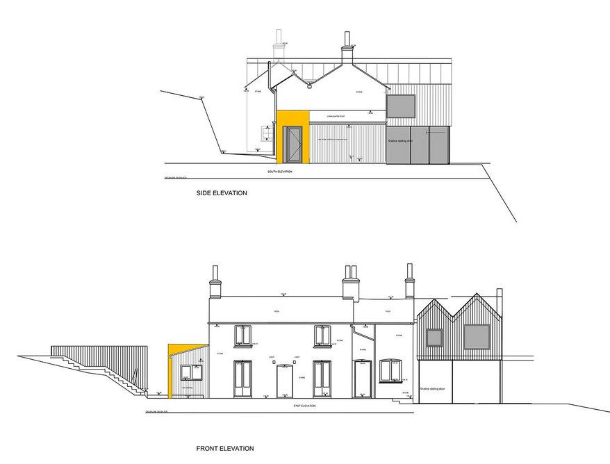 Plans and sections of the remade cottage and its addition.