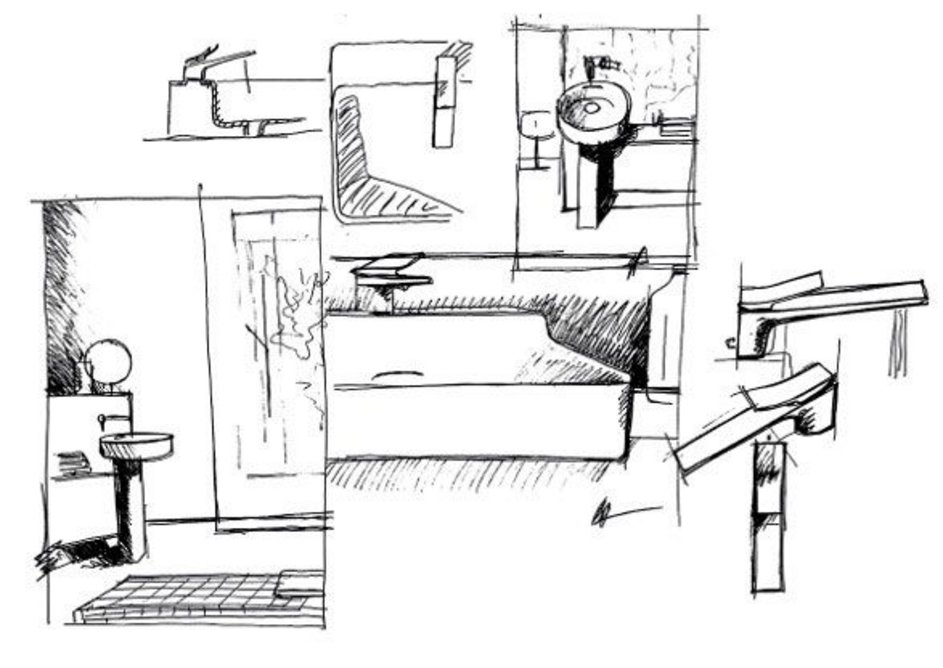 Sketches for the new Ideal Standard Atelier collection, designed by Roberto Palomba.