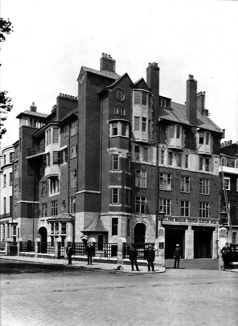 Euston Fire Station, the best-known of the LCC’s Arts & Crafts fire stations, was designed by HFT Cooper in 1901-2 and is still in service.