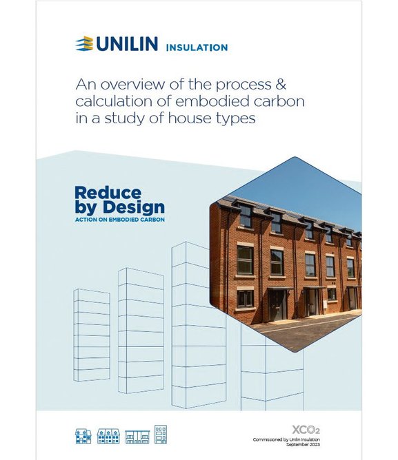 XCO2's report for Unilin Insulation: Reduce by Design - an overview of the process & calculation of embodied carbon in a study of house types.