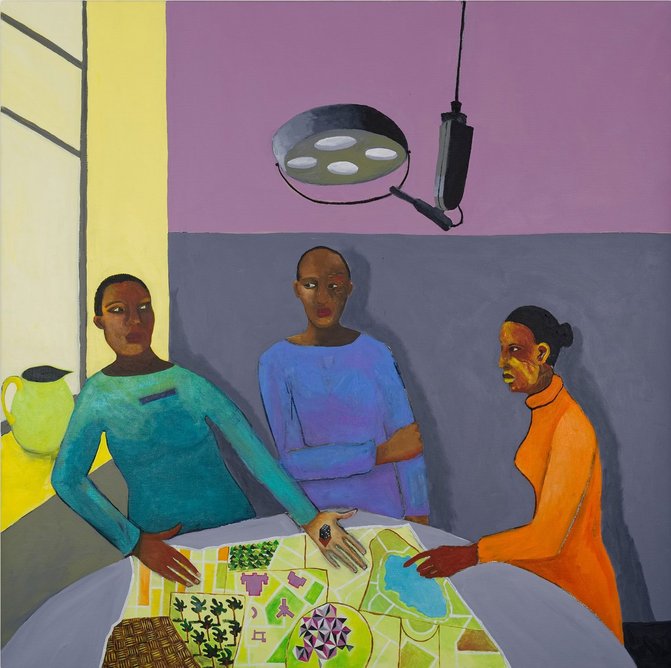 The Operating Table, 2017-8 by Lubaina Himid. Private Collection