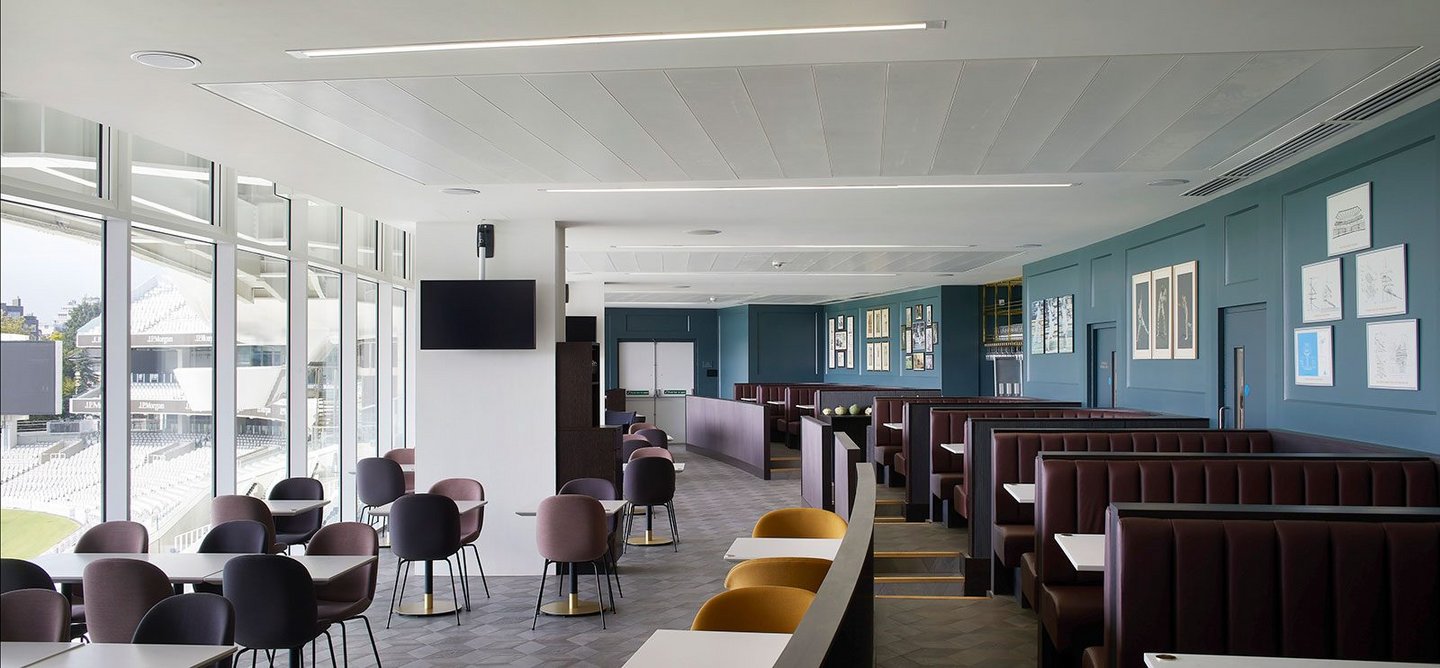 Restaurant within the Edrich Stand at Lord’s, designed by WilkinsonEyre.