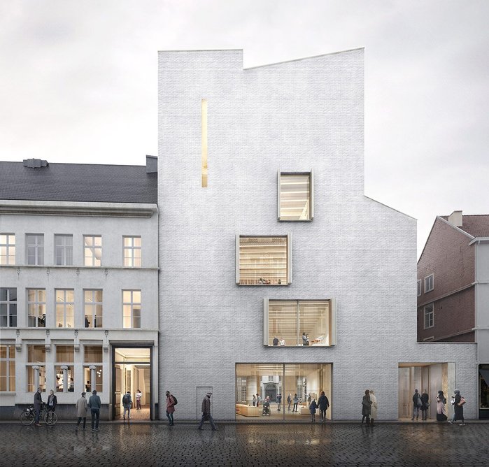 Render of Carmody Groarke’s Design Museum Gent building, which uses bricks made from 65 per cent waste.