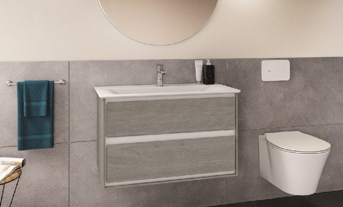 Altes ceramic flush plate in white with Connect Air washbasin and WC.