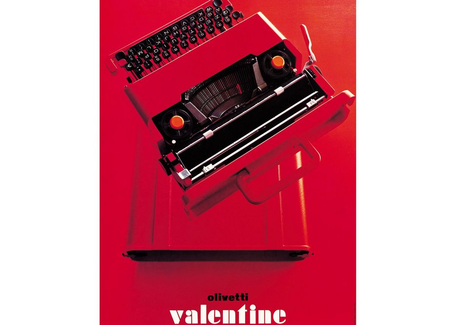 Poster for the Valentine typewriter, designed by Walter Ballmer 1969. Courtesy Associazione Archivio Storico Olivetti, Ivrea – Italy.