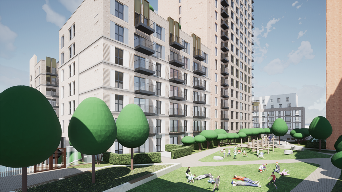 The Eight Gardens at Watford, designed in Vectorworks and rendered in Twinmotion.