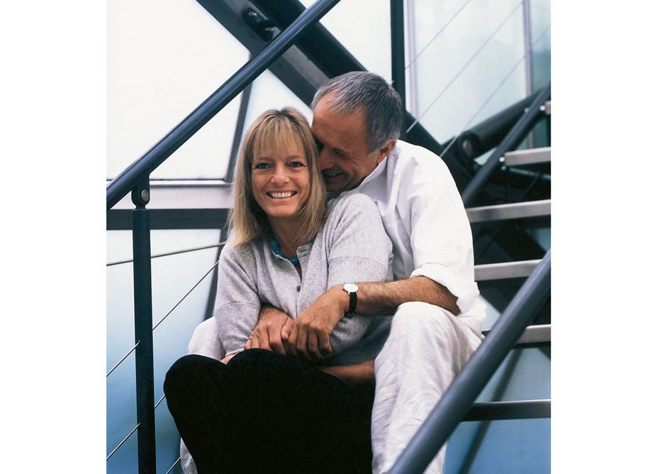 Richard and Ruth Rogers on the staircase at Chelsea.