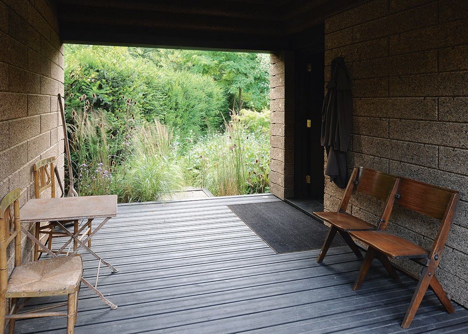 The loggia acts as a tunnel connection between the gardens, as well as a protected porch for the Cork House.