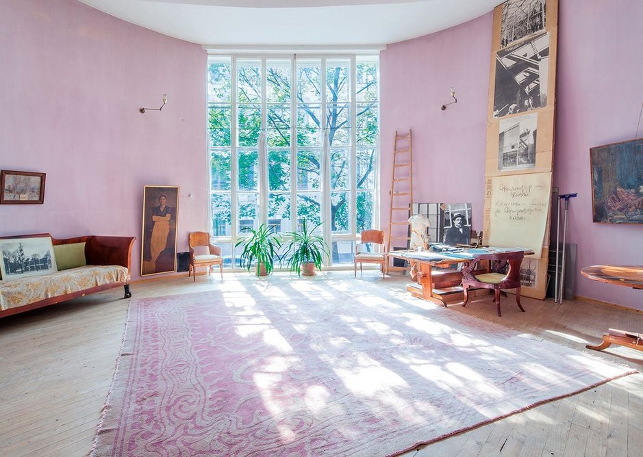 Melnikov House after restoration – view from the north of the first floor living room.