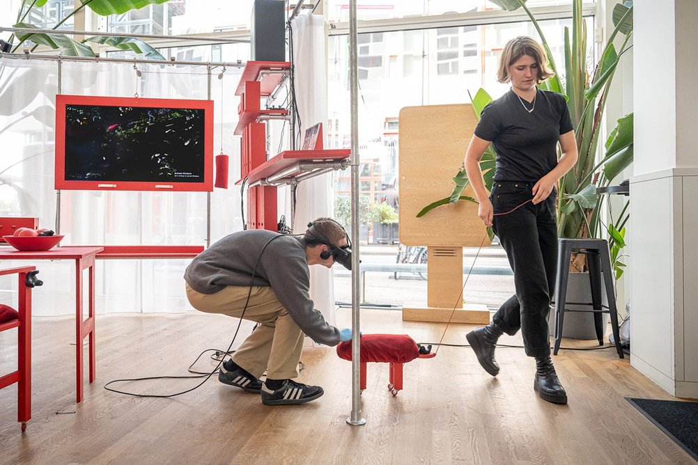 Visitor immersed in Alison's Room: An xR Archive by Paula Strunden, Architecture Film Festival Rotterdam, 2023.