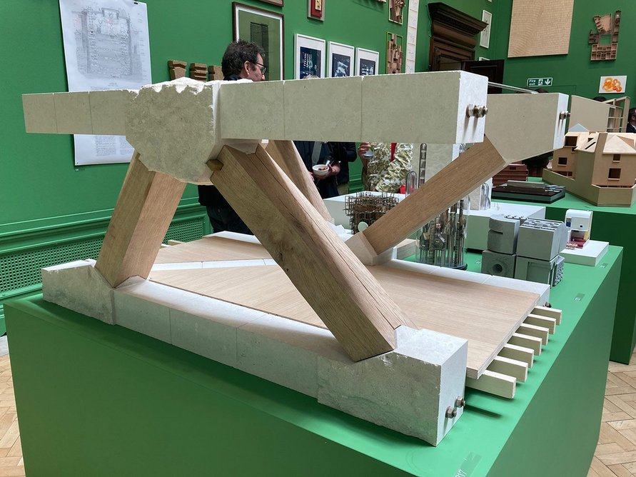 Bridging Skill and Ethics (-VECO2 Bridge Infrastructure) by Groupwork in the architecture room at the Summer Exhibition 2023 at the Royal Academy of Arts in London.
