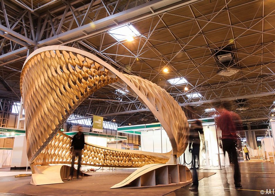 Small project –The TWIST, by the Architectural Association at Timber Expo 2015. Gone but not forgotten, a dramatic geometrical experiment in plywood.