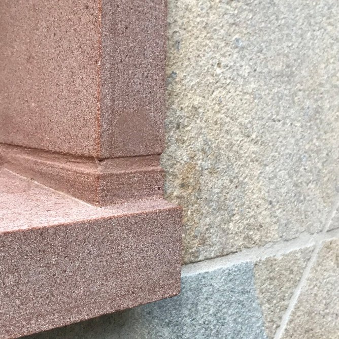 Detail of the stone façade at Gradel Quadrangles, New College, Oxford.