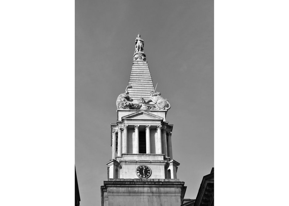 The west front and spire of St George, Bloomsbury.