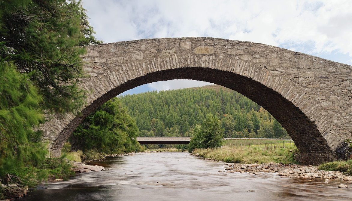 The 1752 Gairnshiel Bridge is Category A-listed.