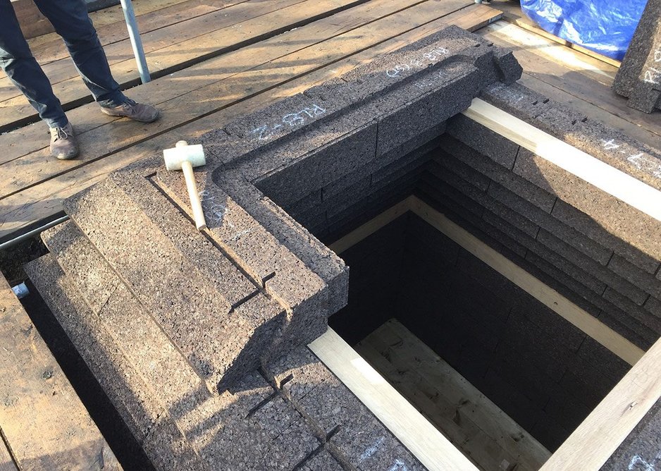 The cabin roof being assembled by hand in site in Berkshire, 2017