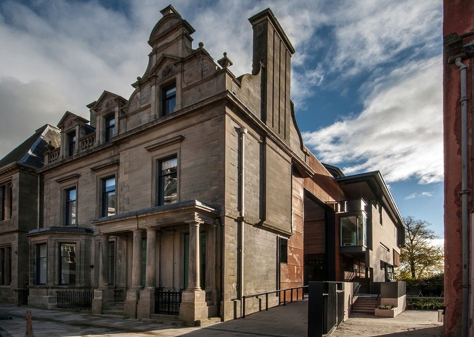 Dunfermline Carnegie Library & Galleries entrance, Richard Murphy Architects.