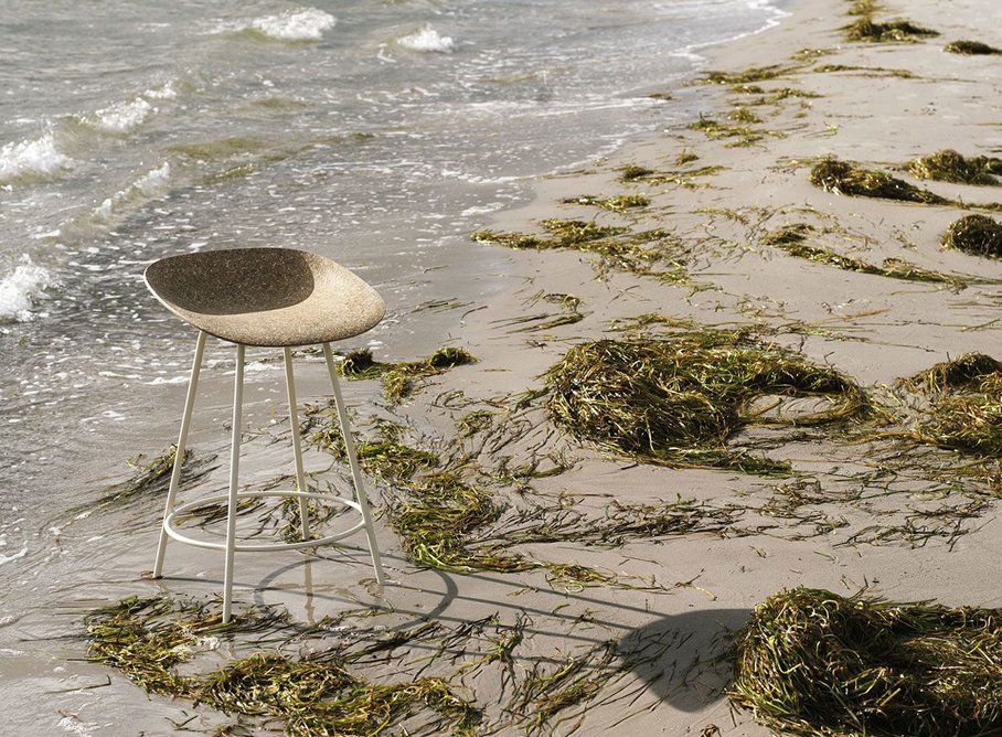 Mat bar stool by Foersom & Hiort-Lorenzen for Normann Copenhagen. The chair’s shell is made of hemp and eelgrass, a type of seaweed.