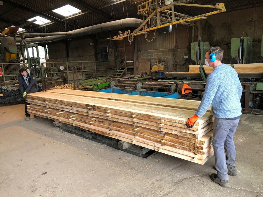 Ash log at Sutton Timber, Gundry + Ducker’s regular timber supplier.
