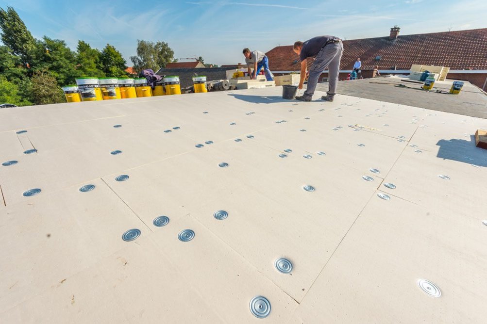 Single-layer systems are pre-bonded so they can be adhered to the roof in one block.