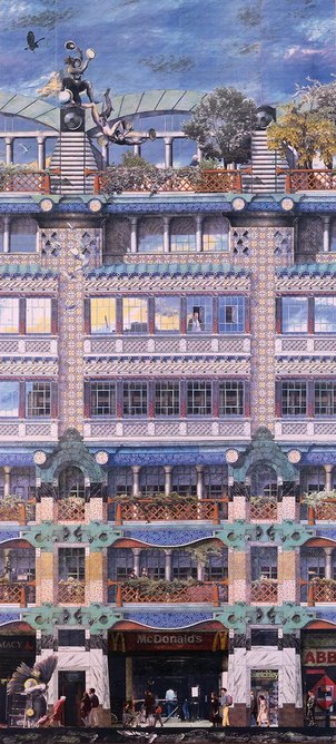 One that got away: Outram’s richly ornamented office scheme for 200 Victoria Street, London, as shown at the 1991 Venice Architecture Biennale.