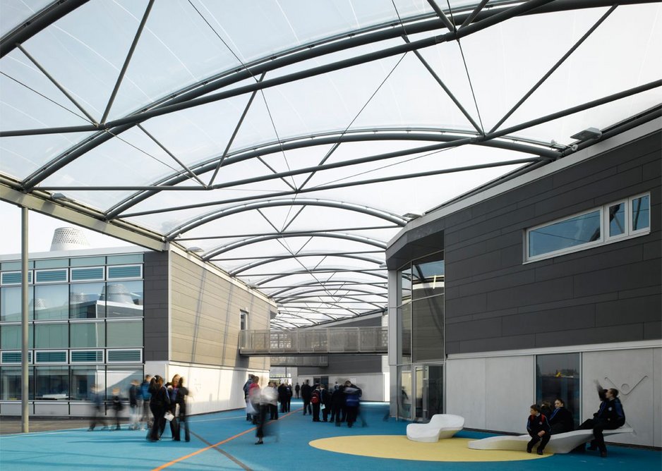 Inside the atrium of the John Madejski Academy.