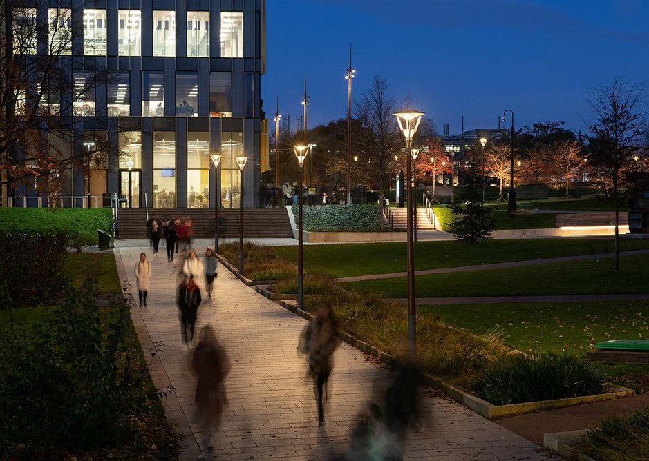 Large swathes of grass between pathways allow for external group learning.