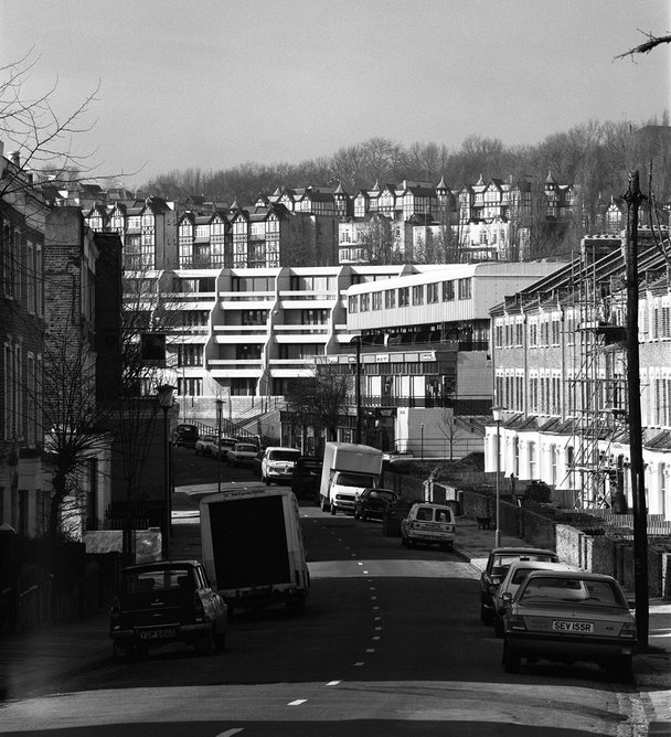 Highgate New Town, on the southern edge of Highgate Cemetery, viewed from Chester Road.