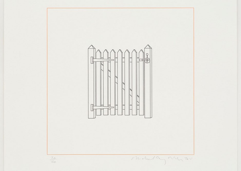 Gate, Michael Craig-Martin, 2015, Letterpress editioned print, limited edition number of 20, 48.2 x 48.2 cm, courtesy of Michael Craig-Martin and Alan Cristea Gallery.