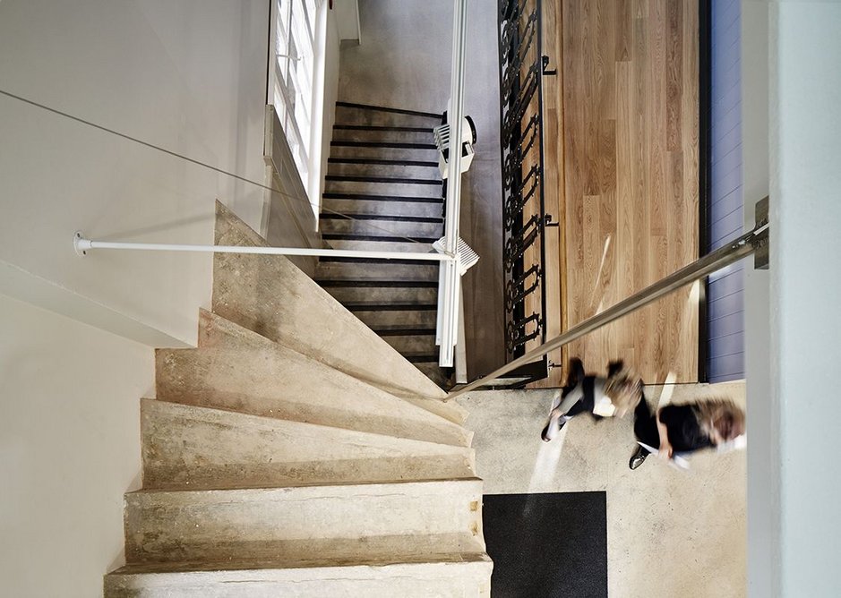 From above but going nowhere, the original cantilevered staircase, sliced in two by a previous refurbishment.